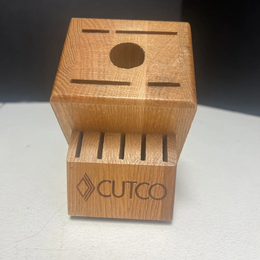 Cutco Cutlery 10 Slot Honey Oak Knife Block Holder Made In The USA
